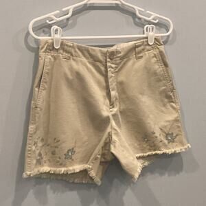 Vtg Gap Women Clean Cut Shorts Size 6 Beige Floral Fringe 5" In Y2K Forest Fairy